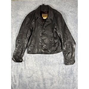 The Leather Ranch Vintage Brown Genuine Leather Button Front Western Jacket XL